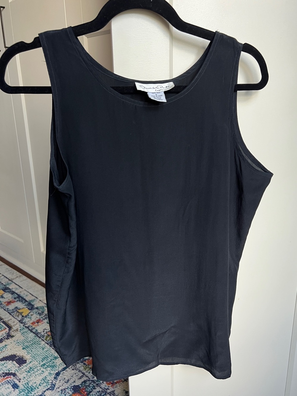 Oscar de la Renta silk Black Sleeveless Tank Top small